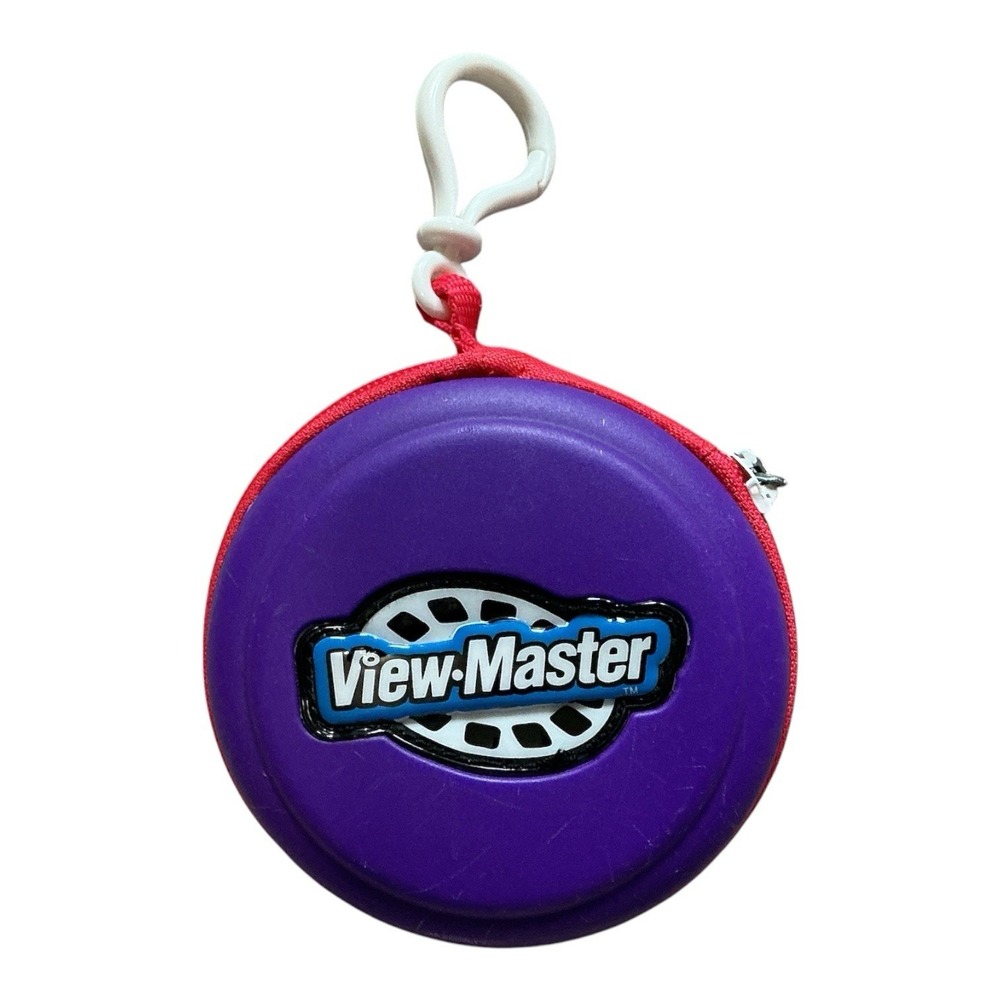 View-Master Round Zipper Carrying Case w/ White Clip Holds 48 Reels  (Empty)